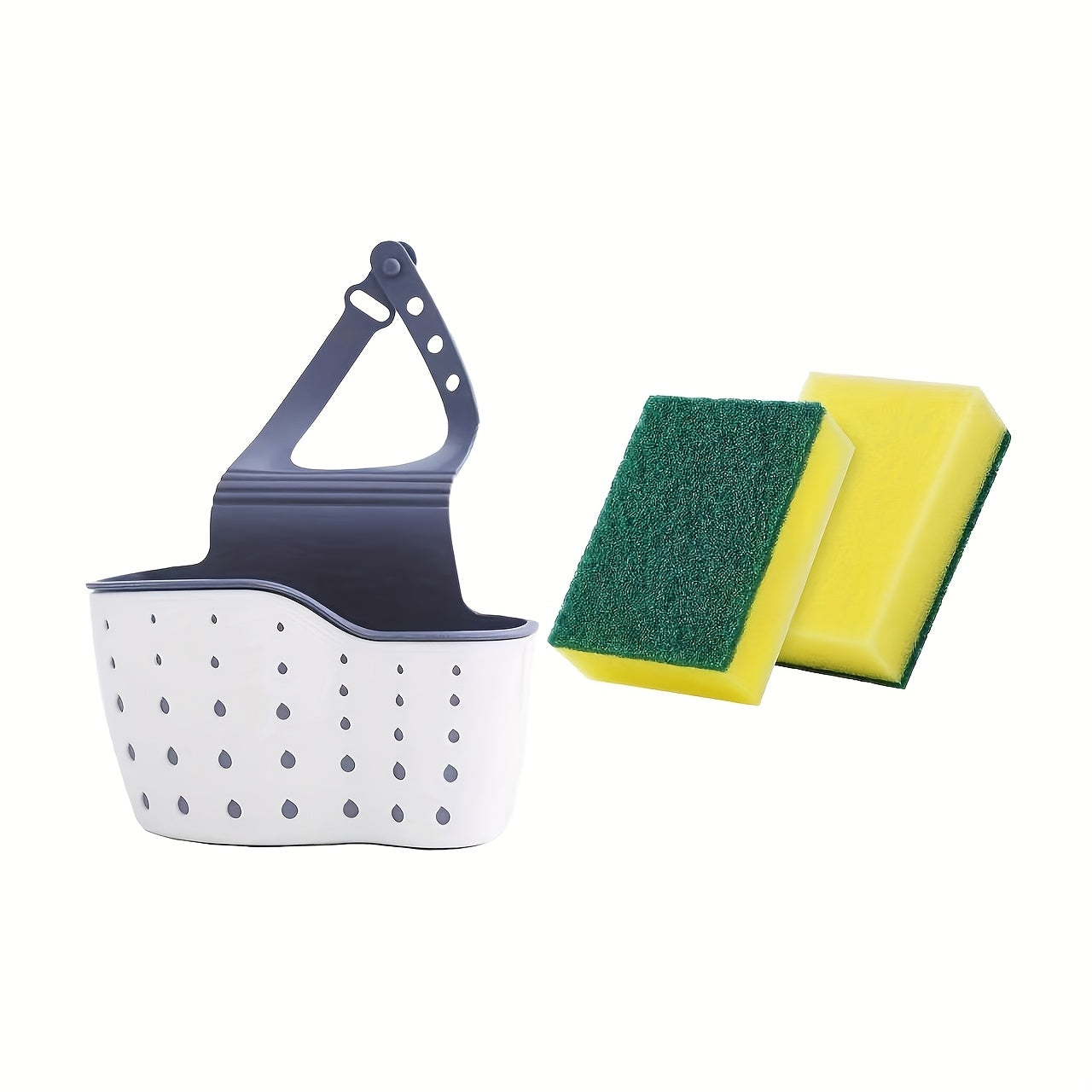 Sink Support – Adjustable Storage Tray with Drainer. Includes two sponges.