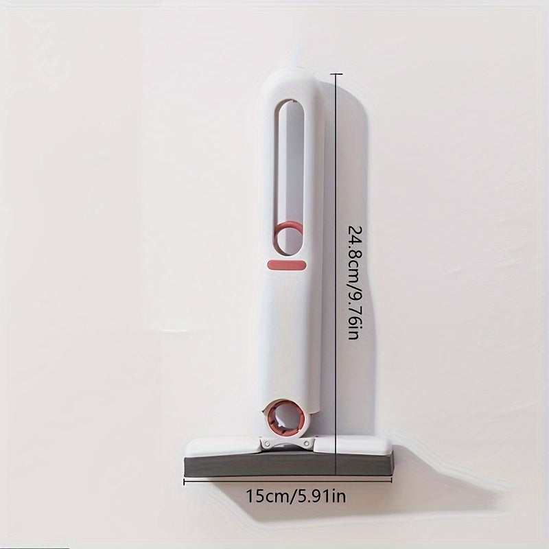 Mini portable self-wringing mop with 4 synthetic fiber heads for cleaning surfaces and windows