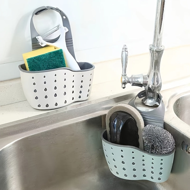 Sink Support – Adjustable Storage Tray with Drainer. Includes two sponges.