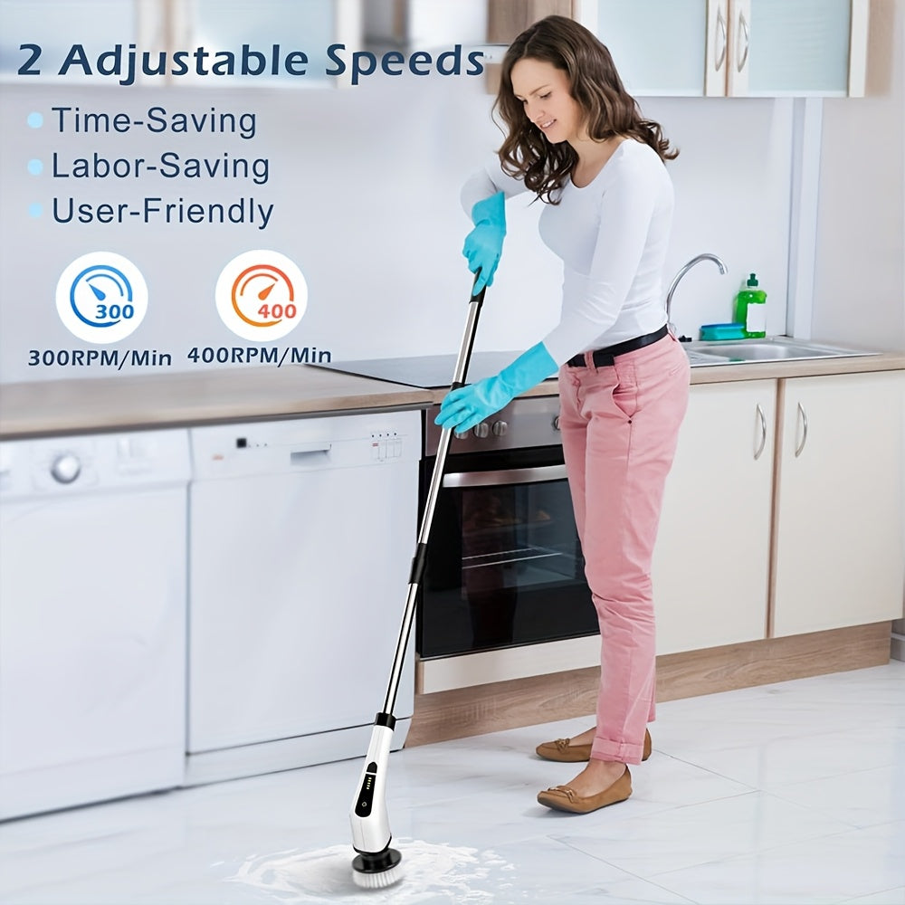 MasterScrub™ Pro Rotating Electric Cleaning Brush: 8-in-1 Pack with Extendable Handle.