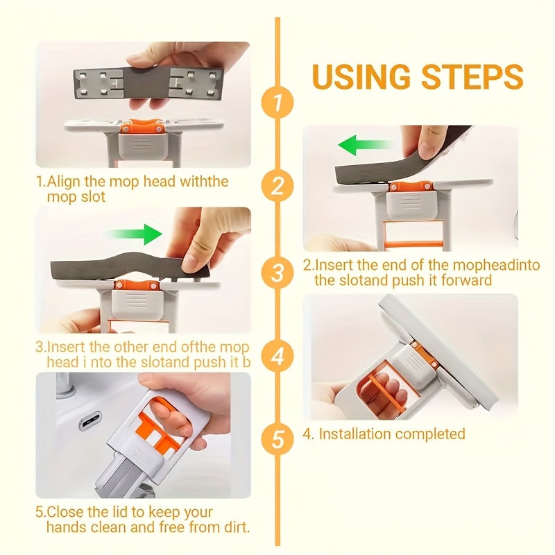 Mini Portable Absorbent Mop – With Self-Wringing System and 4 Refills.