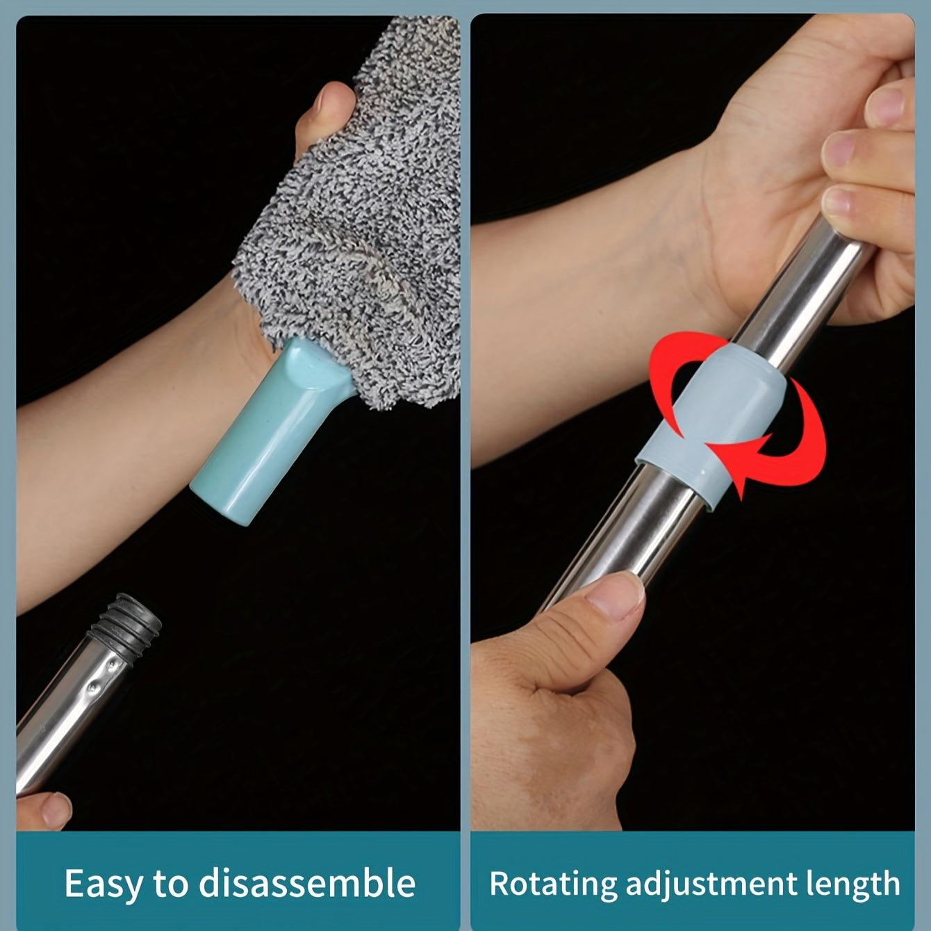 Duster for Under Furniture and Beds – Long Extendable Handle with 5 Replacement Heads.