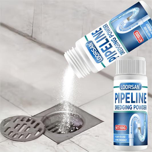 Powerful drain cleaning powder dissolves hair and grease in pipes and drains