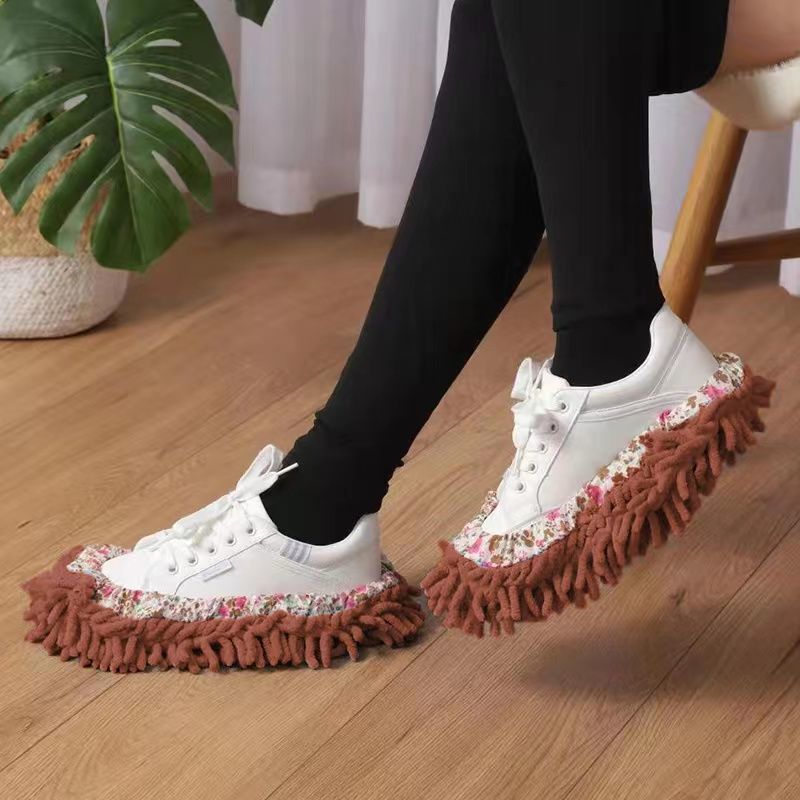 Microfiber absorbent slipper-type cleaning mops for floors, 2-pack