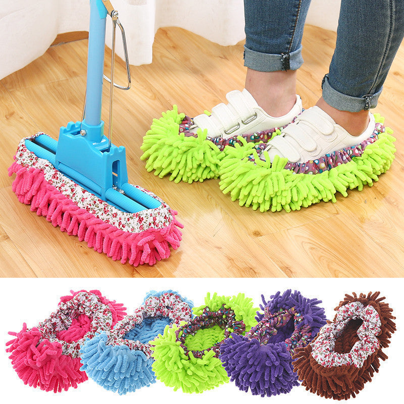 Microfiber absorbent slipper-type cleaning mops for floors, 2-pack