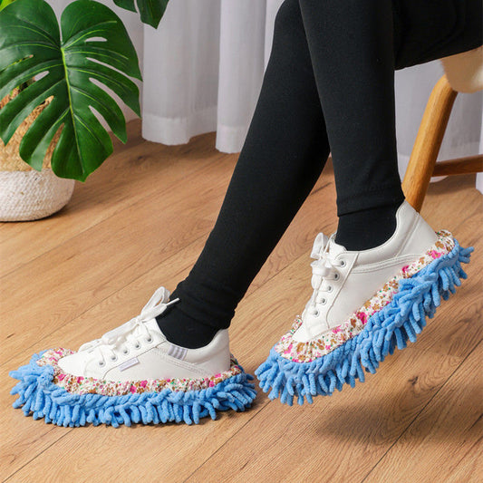 Microfiber absorbent slipper-type cleaning mops for floors, 2-pack
