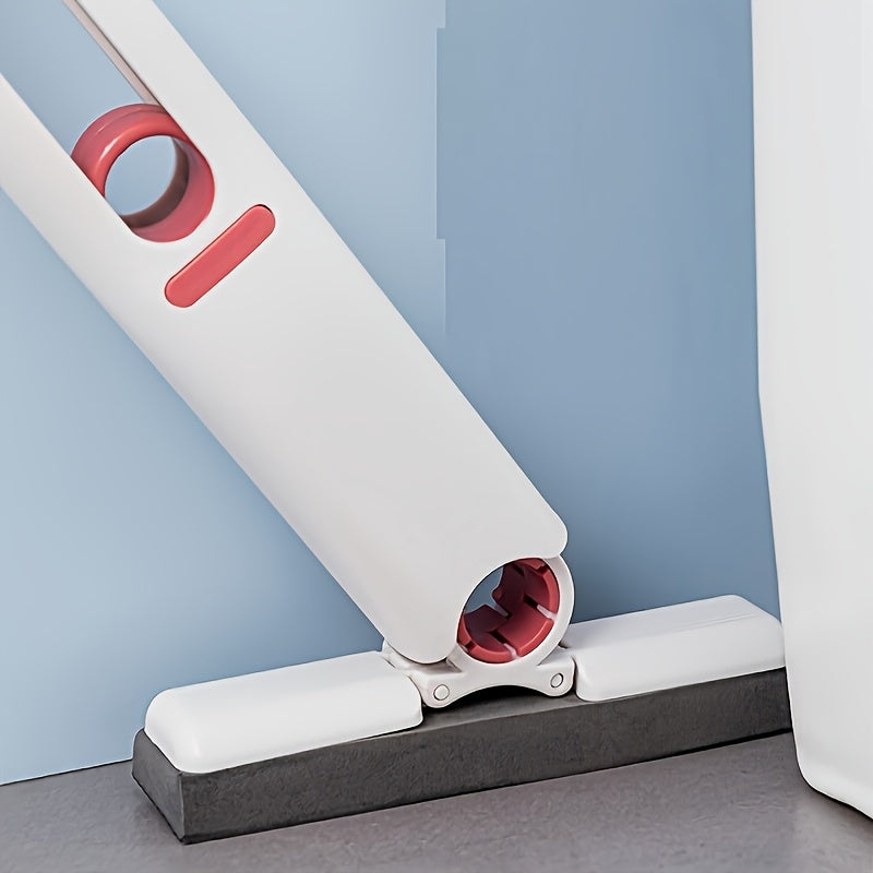 Mini portable self-wringing mop with 4 synthetic fiber heads for cleaning surfaces and windows