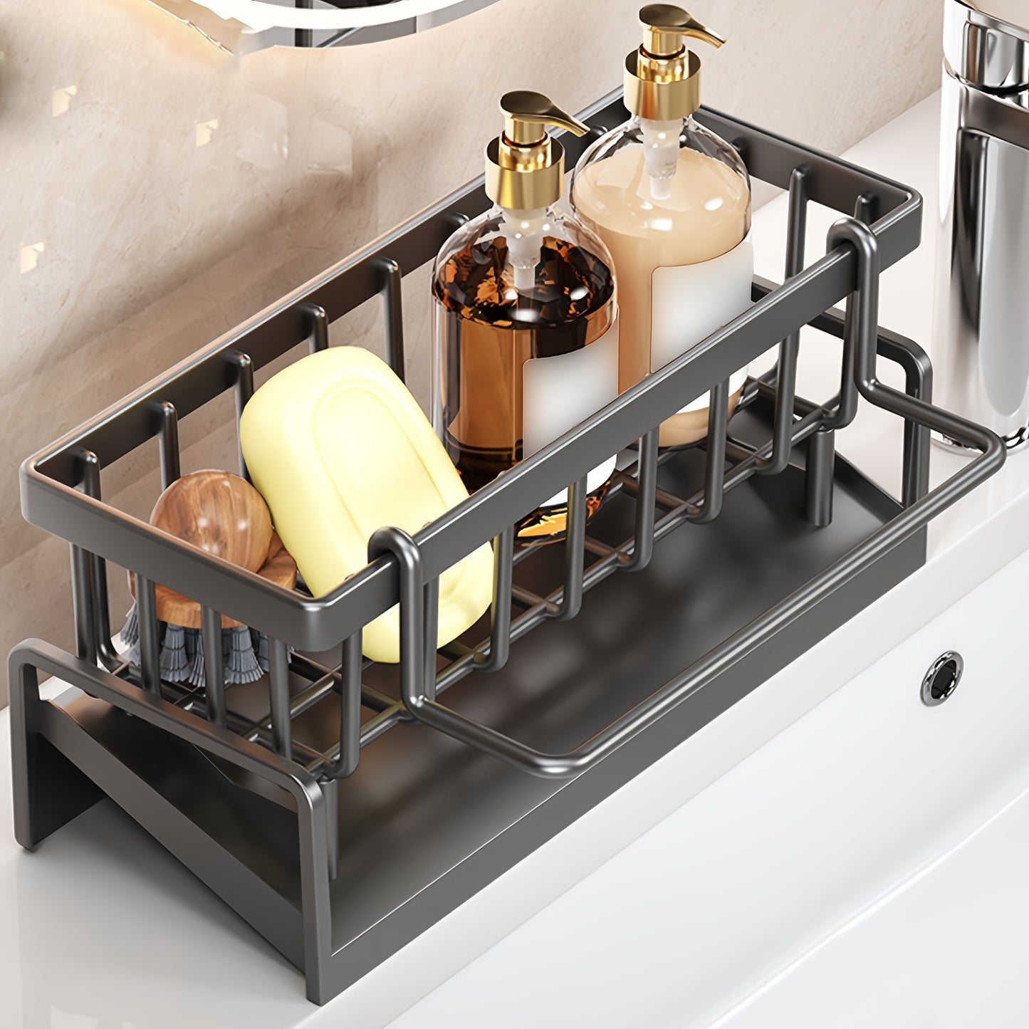 Sink Organizer with Drainer – Includes Cloth and 2 Sponges