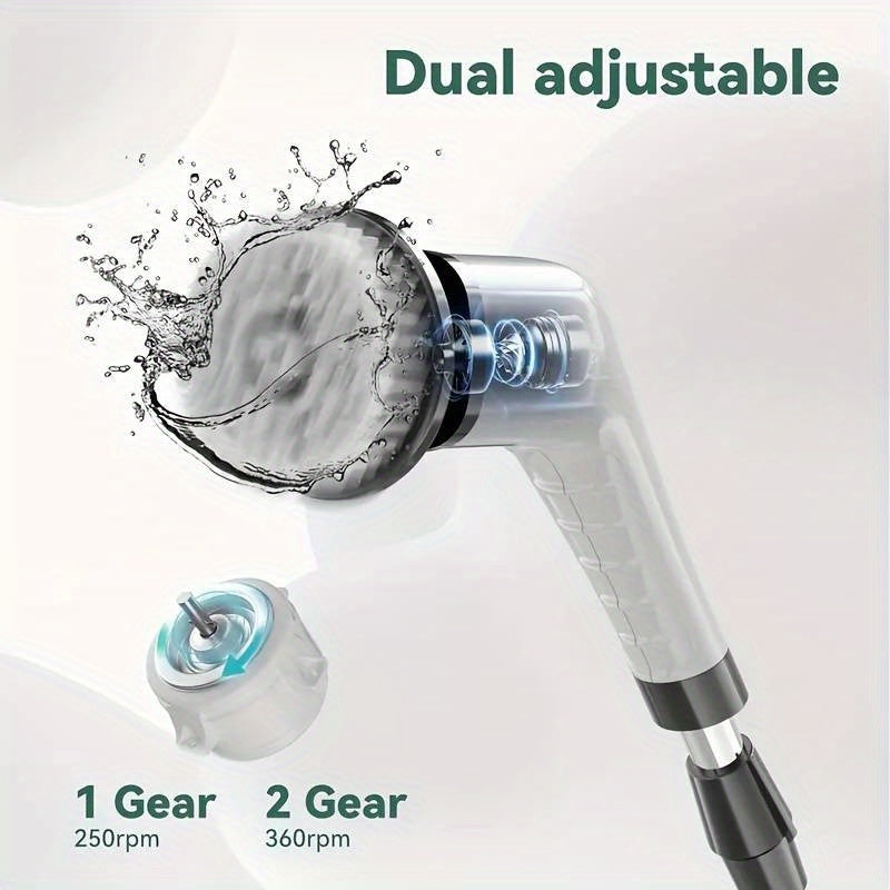 MasterScrub™ Pro Rotating Electric Cleaning Brush: 8-in-1 Pack with Extendable Handle.
