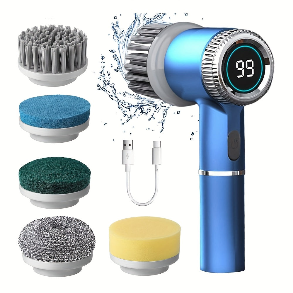 USB Rechargeable Electric Cleaning Brush – 3 Interchangeable Heads for Home and Kitchen.