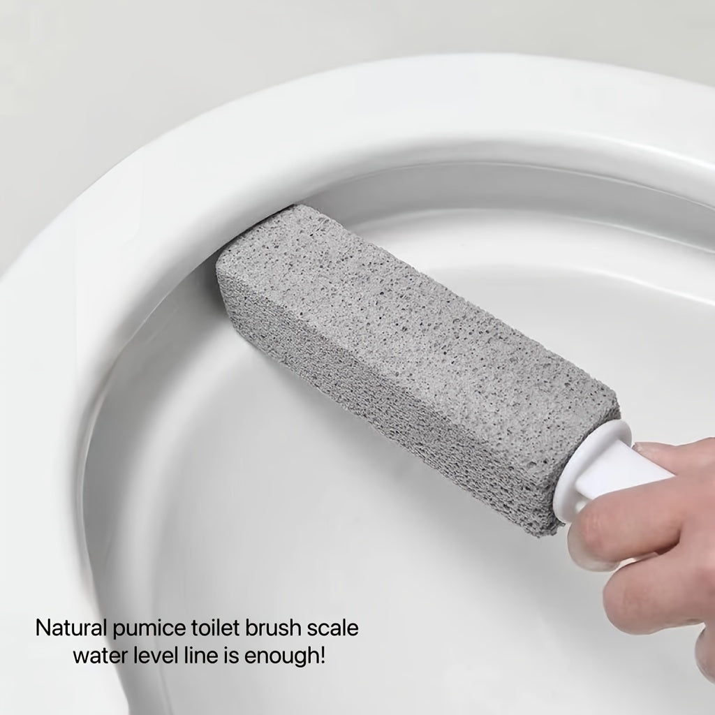 Pumice stone for toilet cleaning with ergonomic handle removes limescale and hard water stains