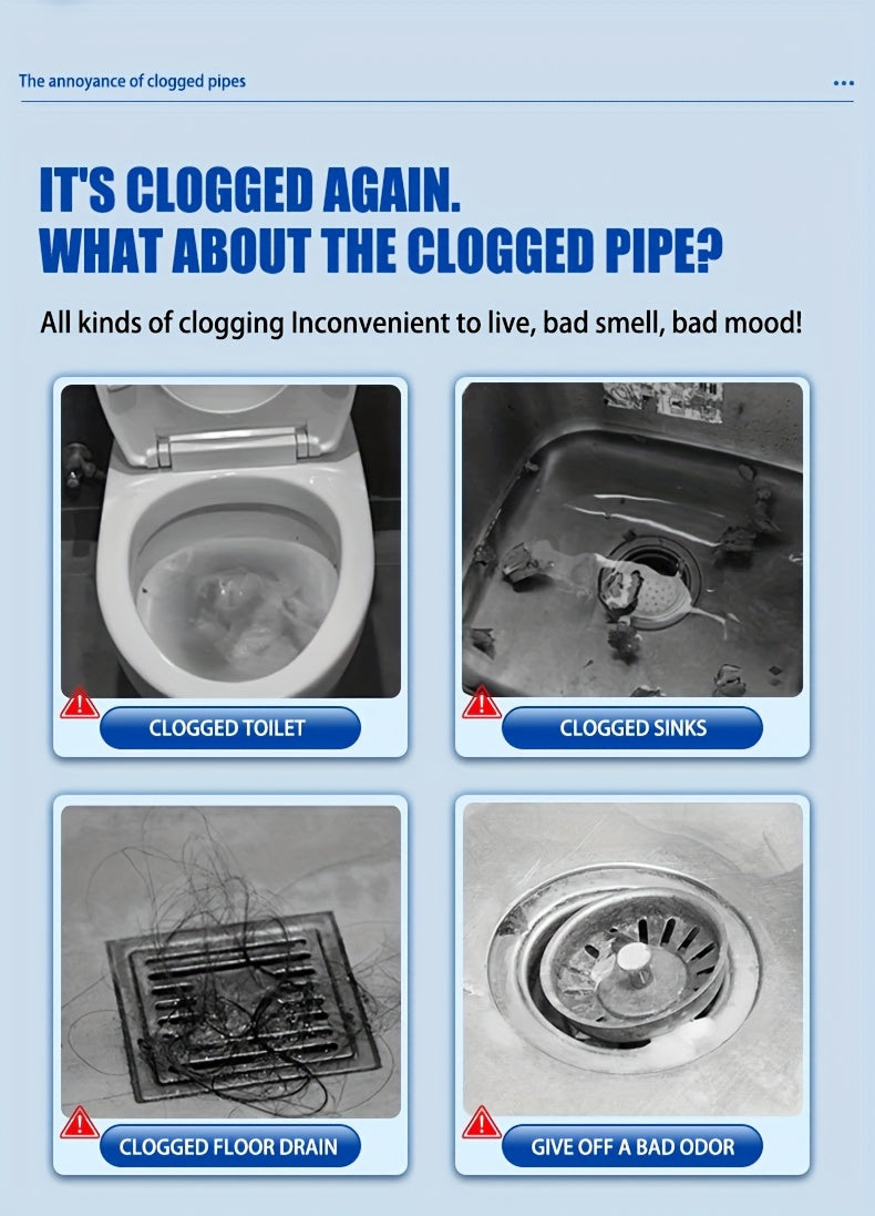 Drain cleaning tablets and enzymatic unblocker eliminates odors. 12 units