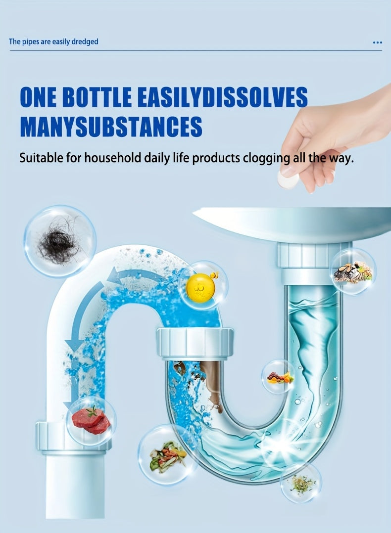 Drain cleaning tablets and enzymatic unblocker eliminates odors. 12 units