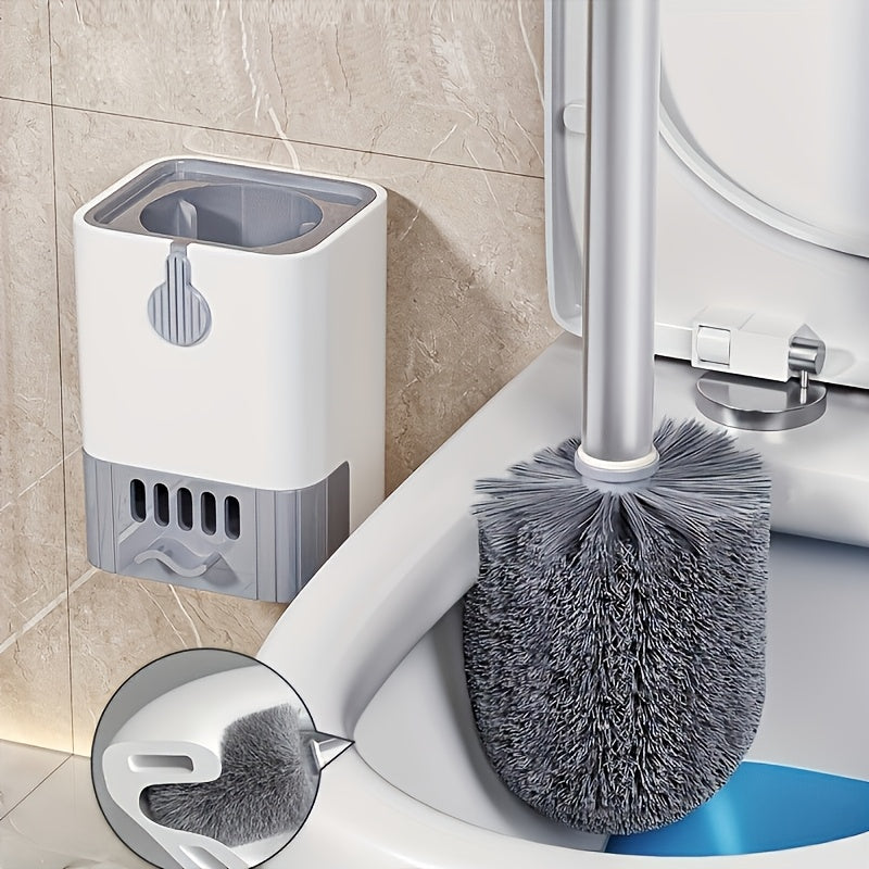Flexible Silicone Toilet Brush – Wall Mount, No Drilling Required. Mounting bracket included.