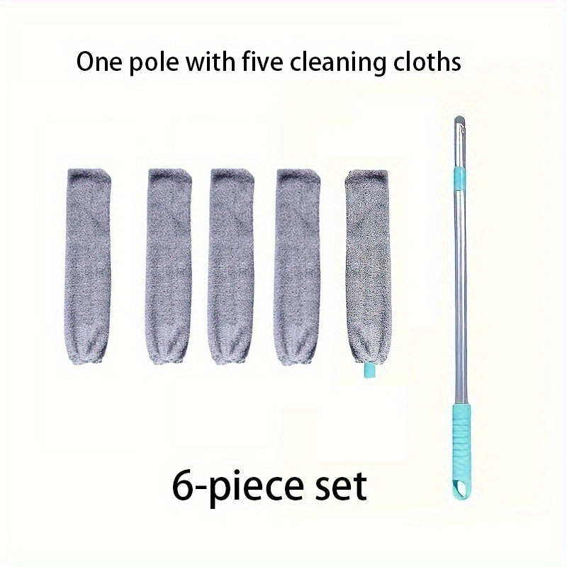 Duster for Under Furniture and Beds – Long Extendable Handle with 5 Replacement Heads.