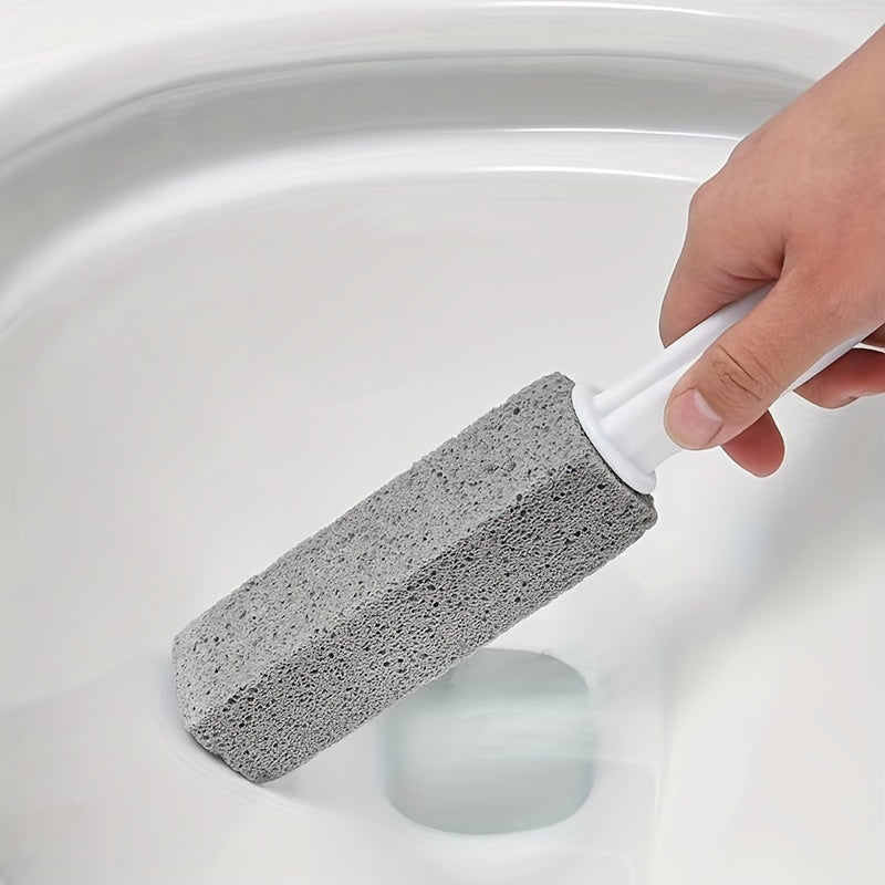 Pumice stone for toilet cleaning with ergonomic handle removes limescale and hard water stains