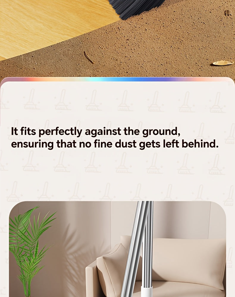 Folding broom and dustpan set with 180-degree rotating head and long handle