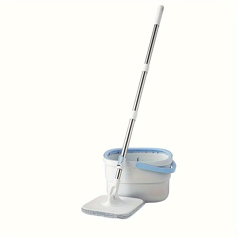 Flat mop set with wringer bucket and 360-degree rotating head includes reusable cloth