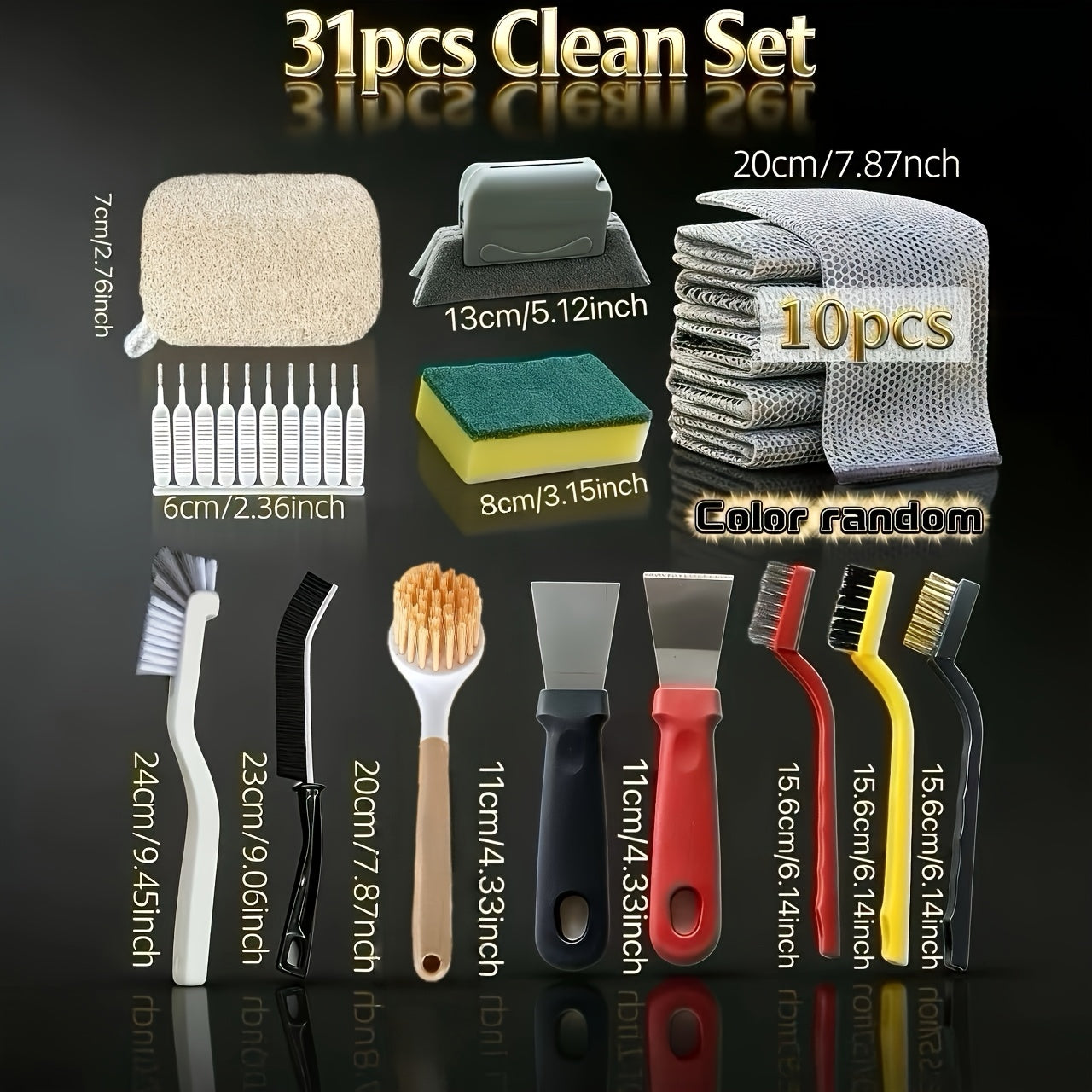 31-in-1 Complete Cleaning Set: Multipurpose Cleaning Brush and Tool Kit for Kitchen, Bathroom...