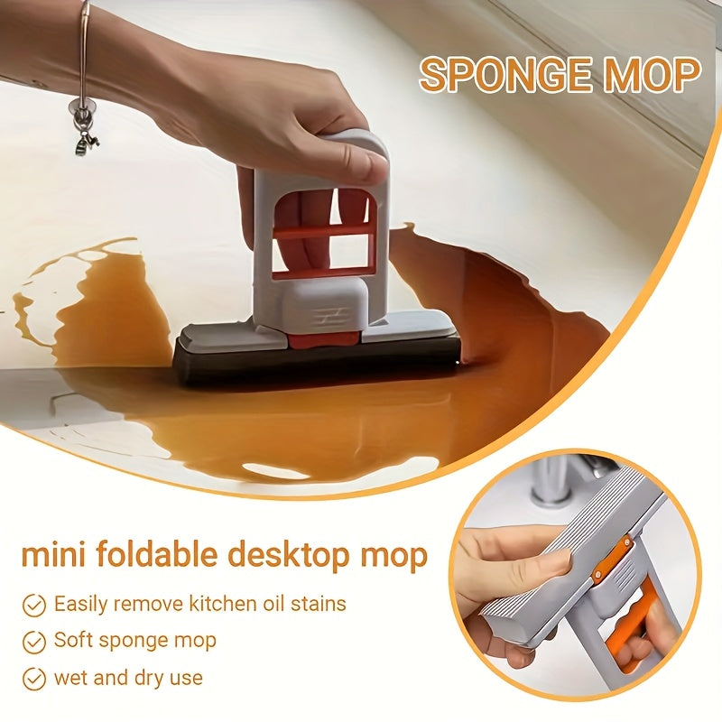 Mini Portable Absorbent Mop – With Self-Wringing System and 4 Refills.