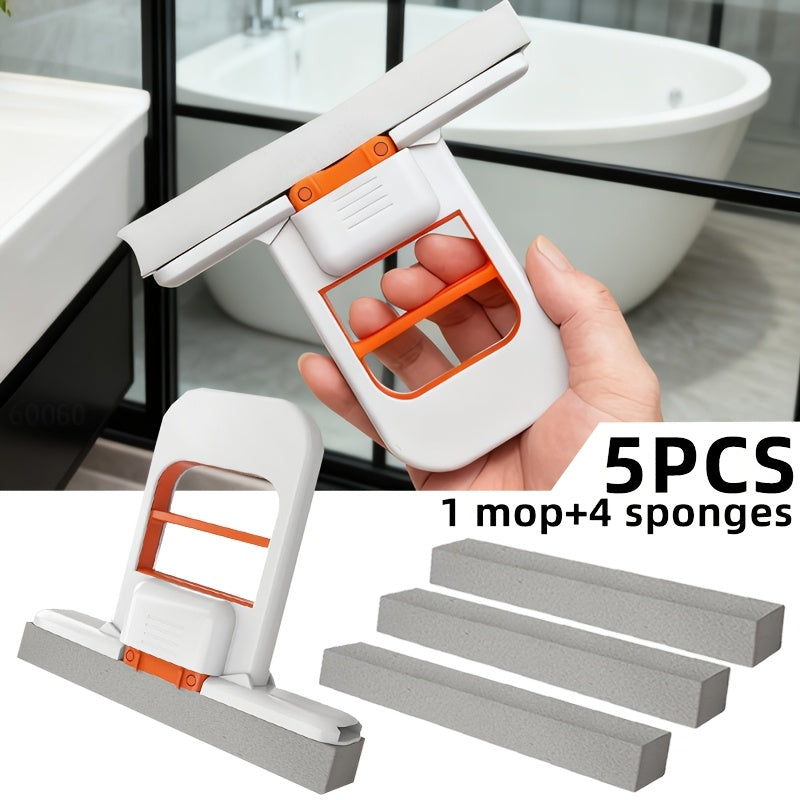 Mini Portable Absorbent Mop – With Self-Wringing System and 4 Refills.