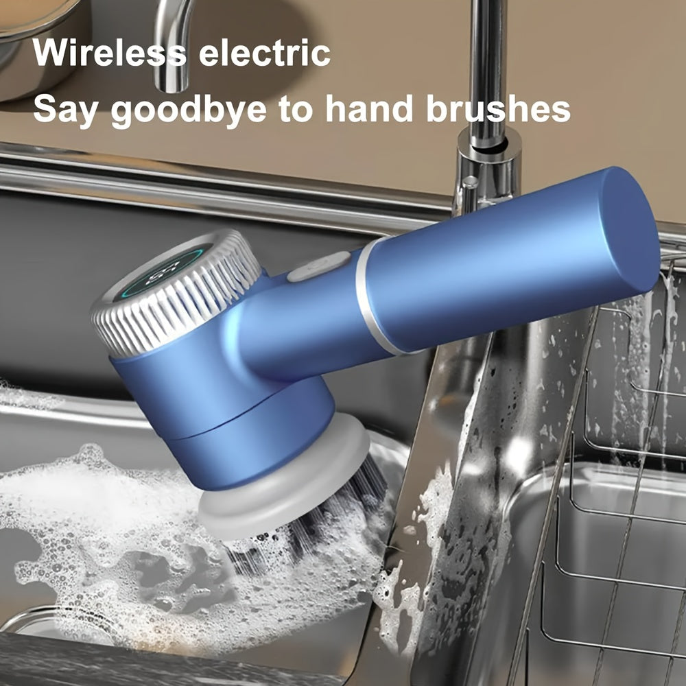 USB Rechargeable Electric Cleaning Brush – 3 Interchangeable Heads for Home and Kitchen.