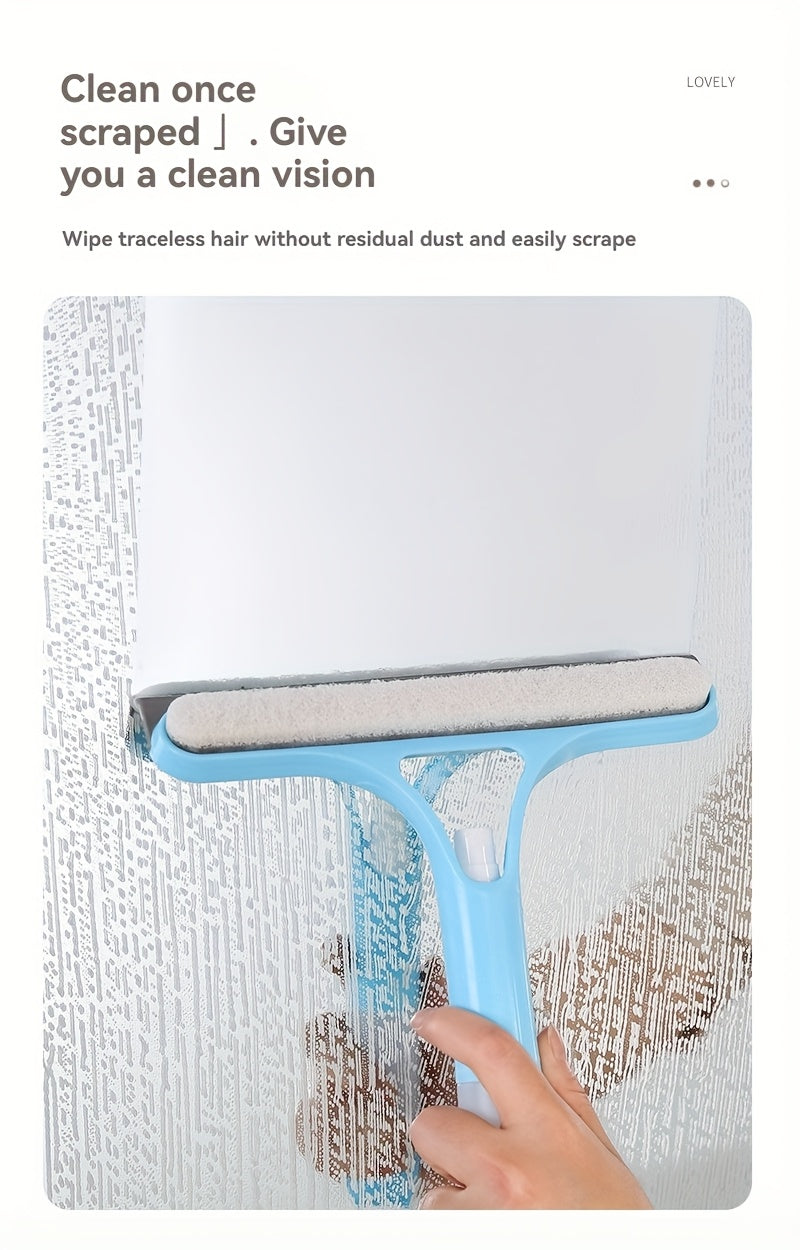 Pro 3-in-1 Window Cleaner: Scraper, Microfiber and Integrated Brush.