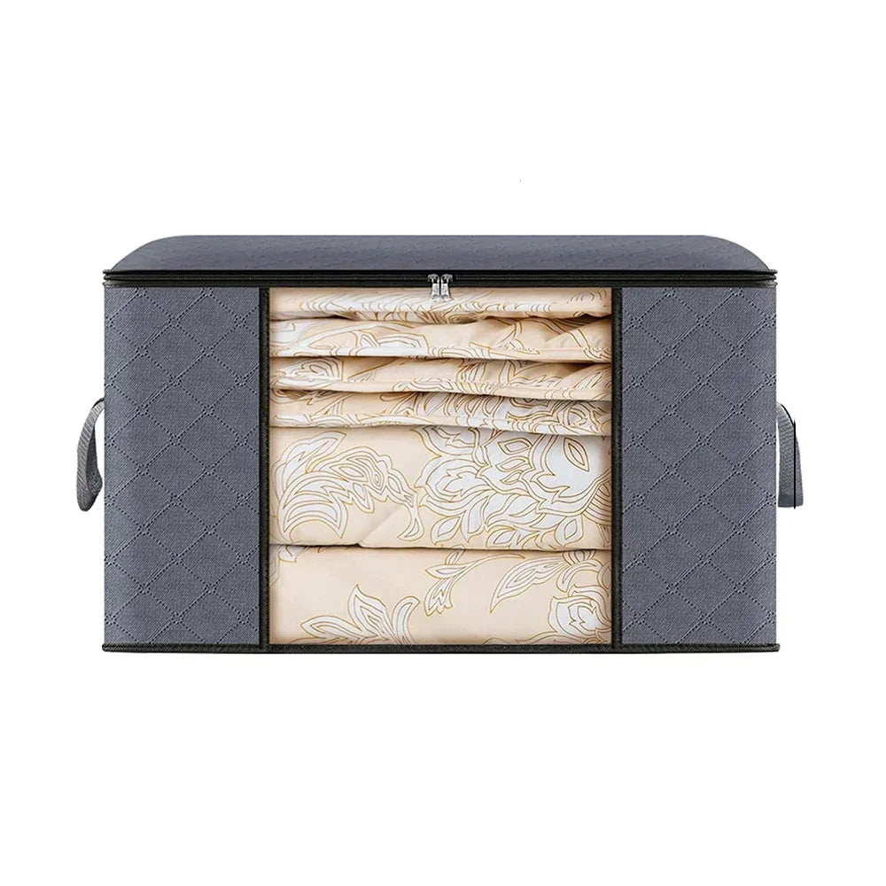 Organizador de almacenamiento bajo cama de tela transpirable con ventana transparente y asa reforzada