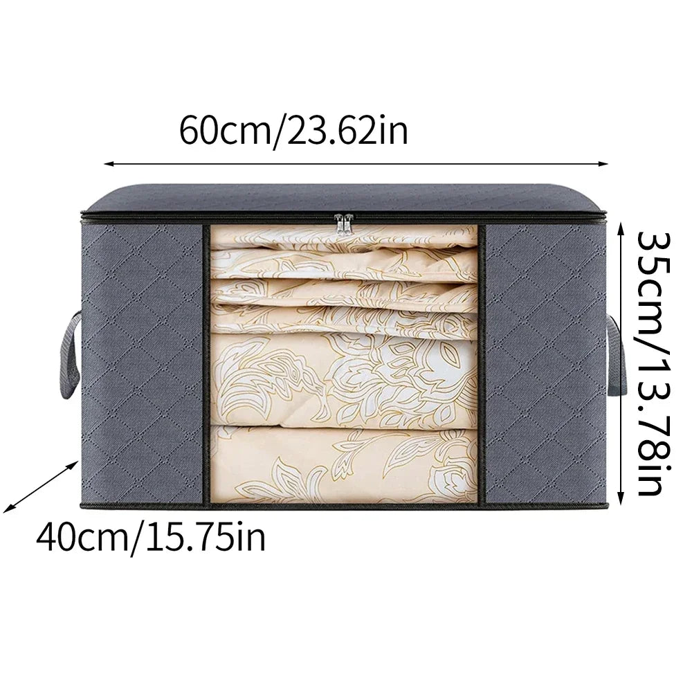 Organizador de almacenamiento bajo cama de tela transpirable con ventana transparente y asa reforzada