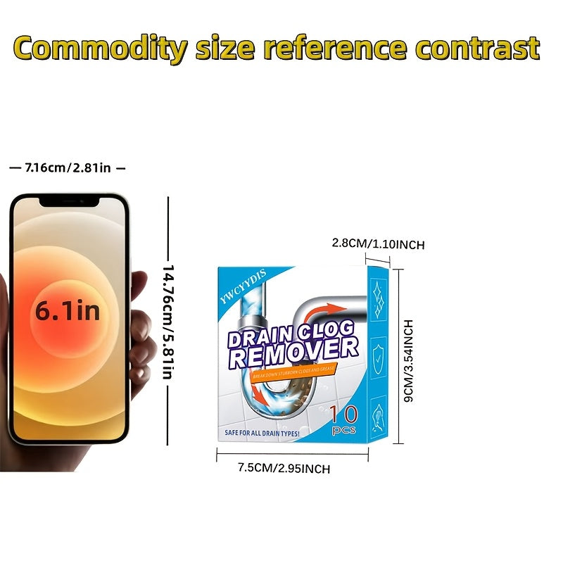 Effervescent tablets for unclogging drains. No tools required, instant action. Effectively dissolves various pipe blockages. Suitable for grease drains, bathrooms, and floors. Home solution