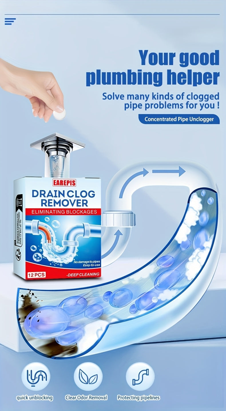 Drain cleaning tablets and enzymatic unblocker eliminates odors. 12 units