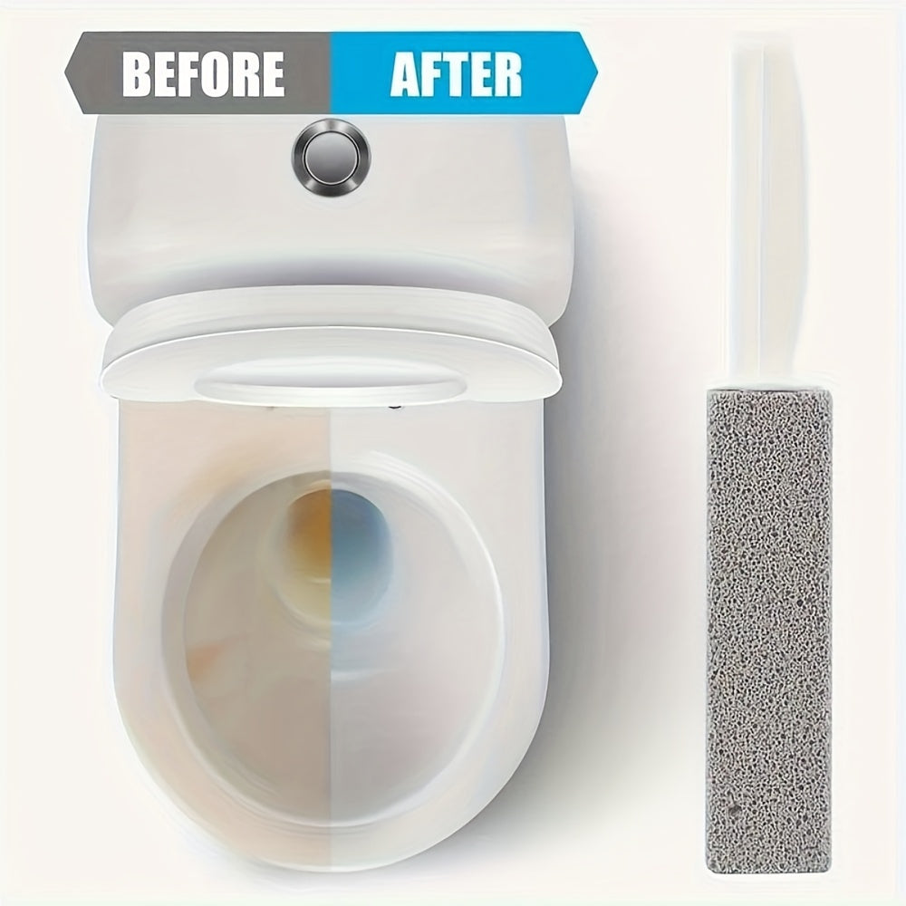 Pumice stone for toilet cleaning with ergonomic handle removes limescale and hard water stains