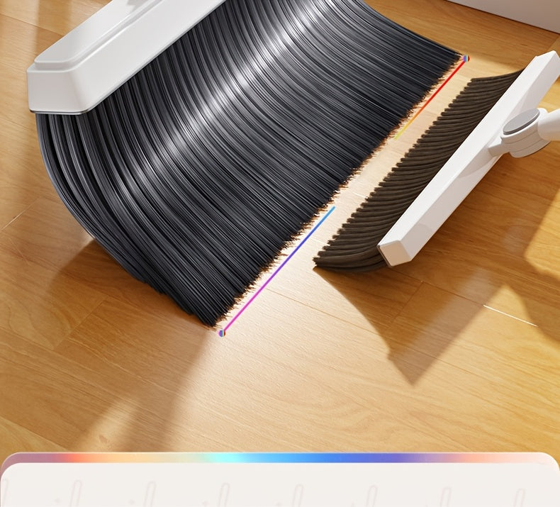 Folding broom and dustpan set with 180-degree rotating head and long handle