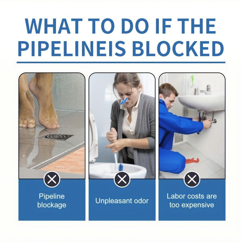 Effervescent tablets for unclogging drains. No tools required, instant action. Effectively dissolves various pipe blockages. Suitable for grease drains, bathrooms, and floors. Home solution