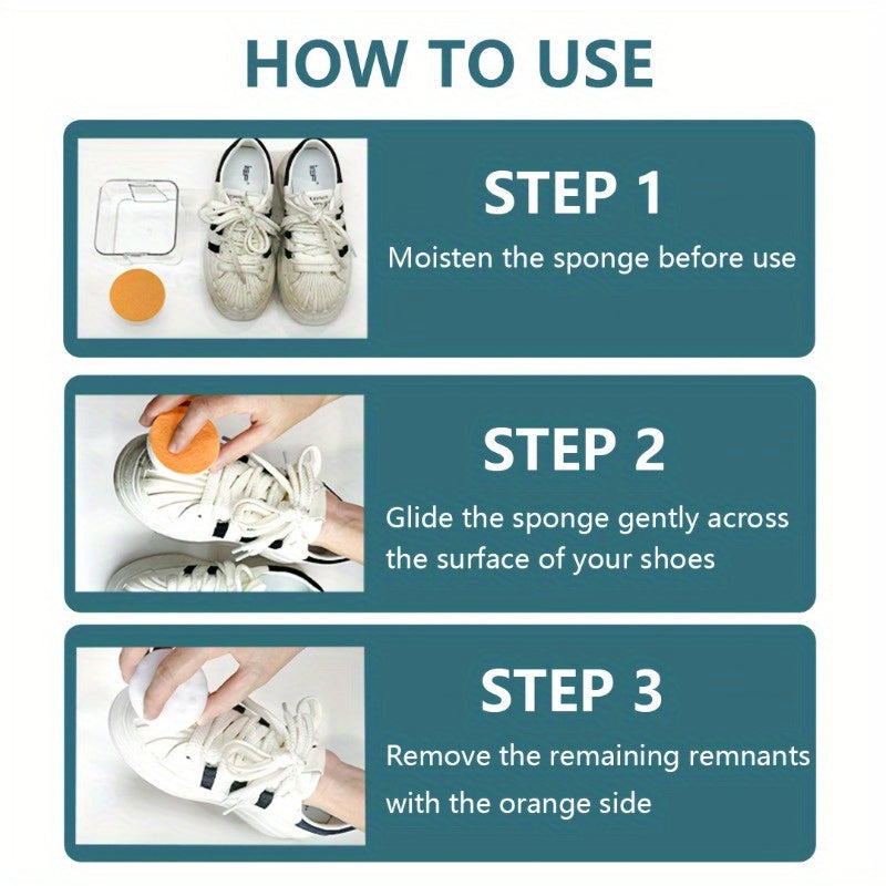 Pack of 8 magic sponges for instant cleaning of shoes and white soles