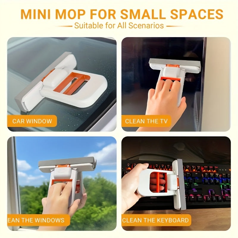 Mini Portable Absorbent Mop – With Self-Wringing System and 4 Refills.
