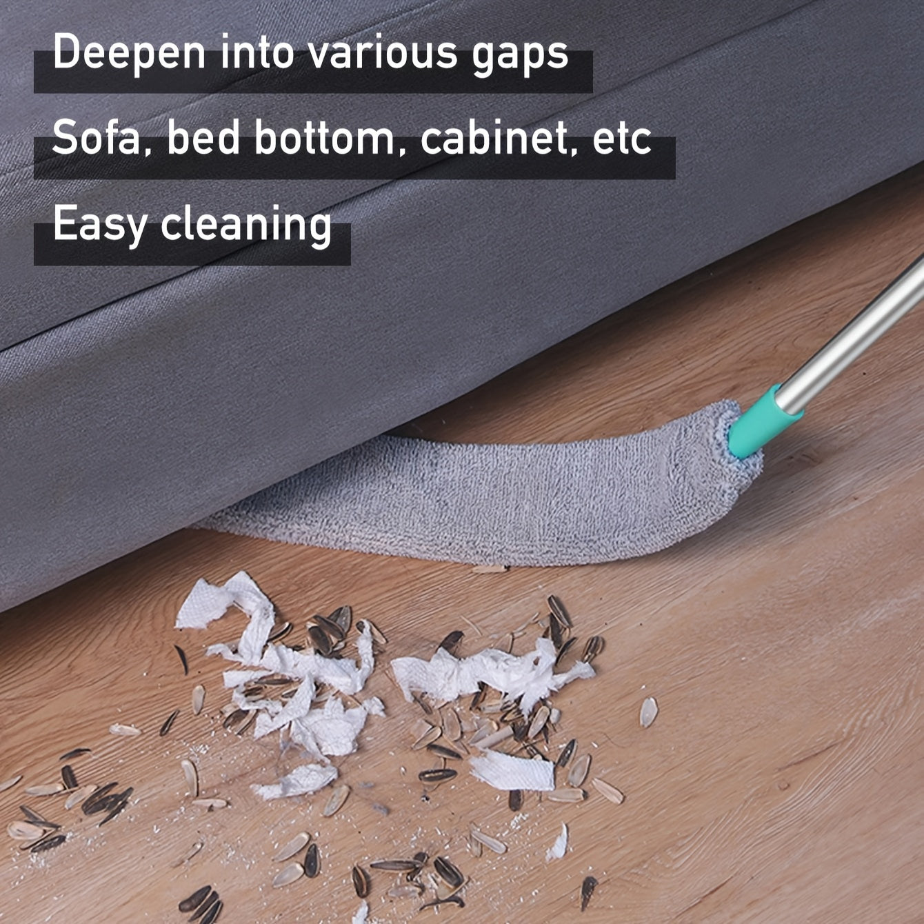 Duster for Under Furniture and Beds – Long Extendable Handle with 5 Replacement Heads.