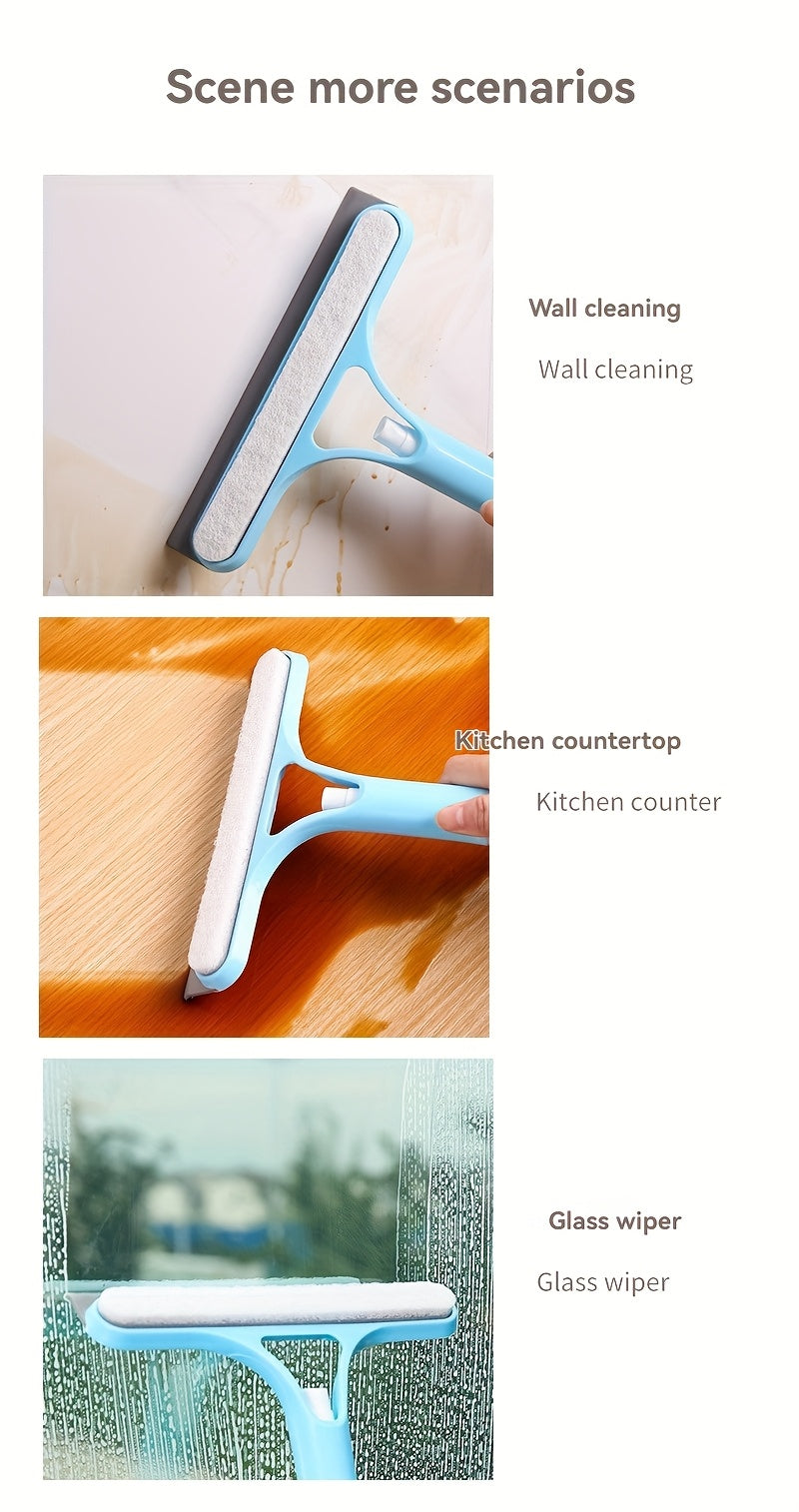 Pro 3-in-1 Window Cleaner: Scraper, Microfiber and Integrated Brush.