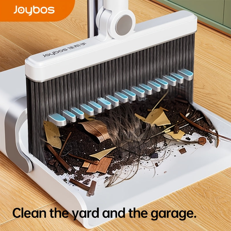 Folding broom and dustpan set with 180-degree rotating head and long handle