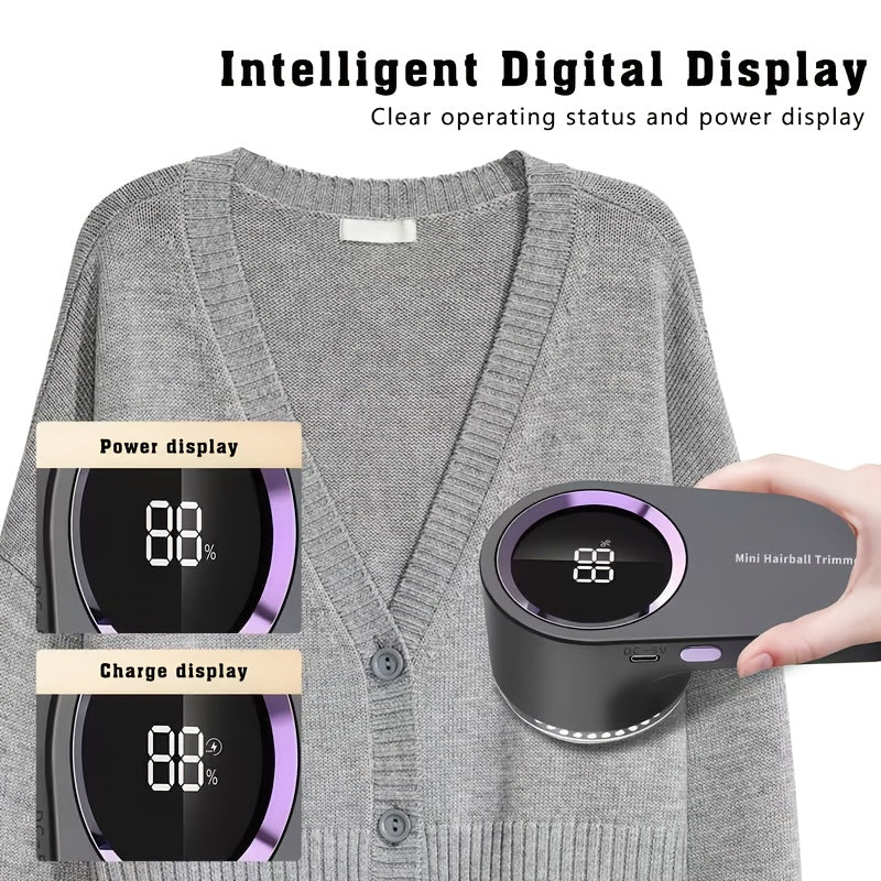 Professional Electric Lint Remover with LED Display and USB-C Charging.