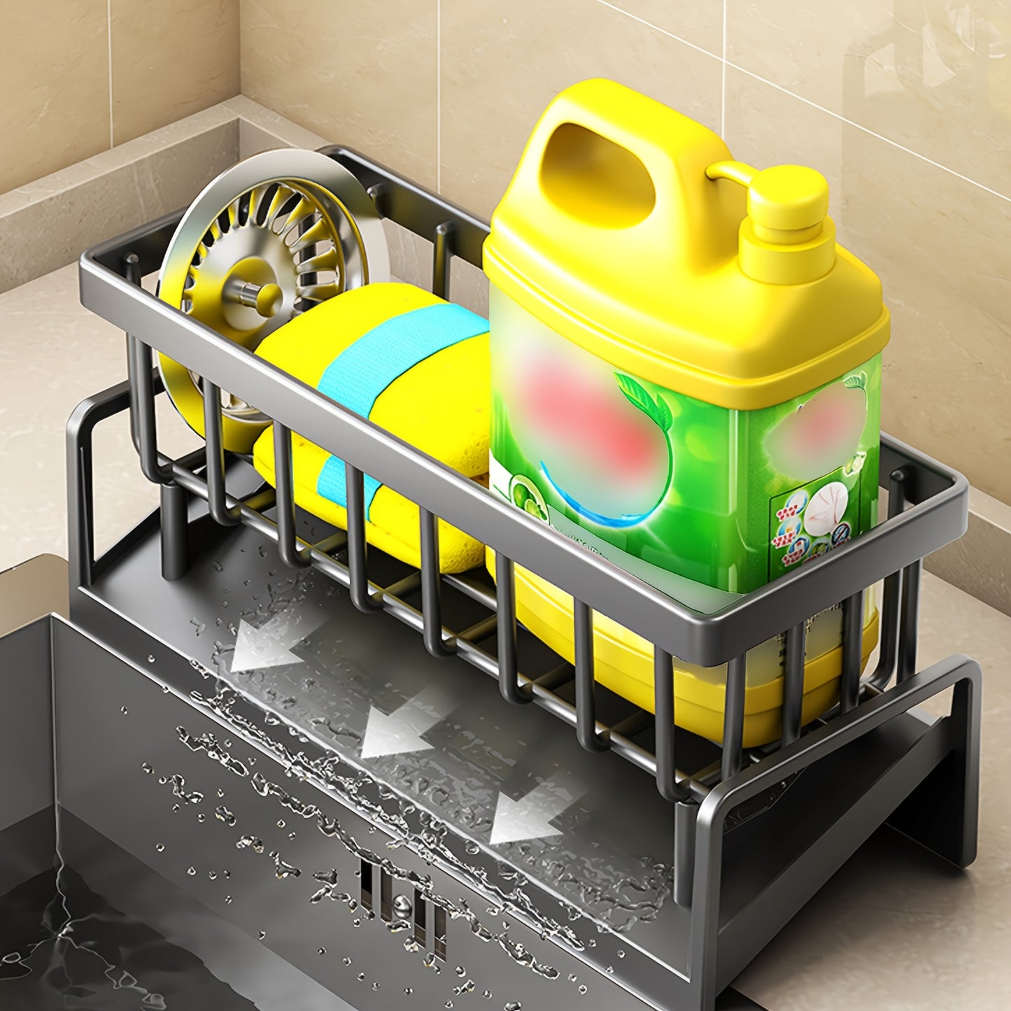 Sink Organizer with Drainer – Includes Cloth and 2 Sponges