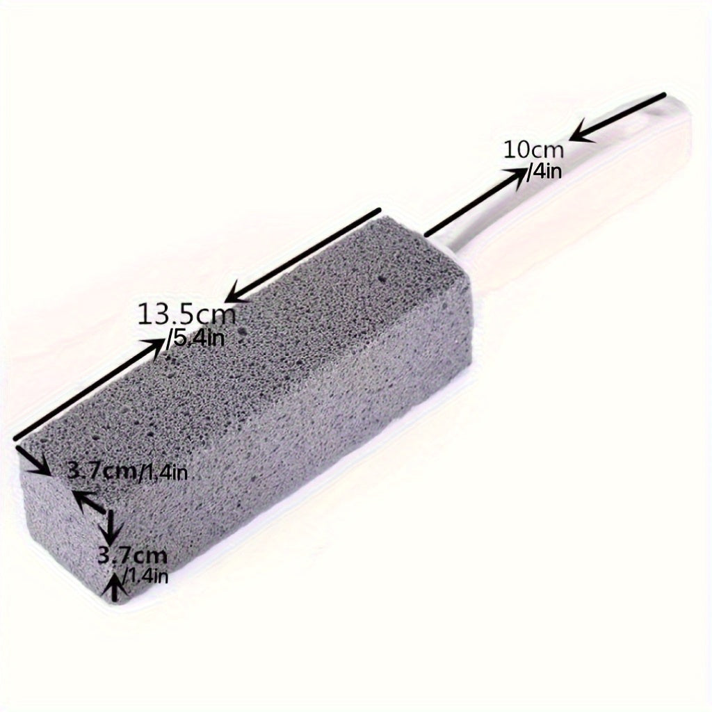 Pumice stone for toilet cleaning with ergonomic handle removes limescale and hard water stains
