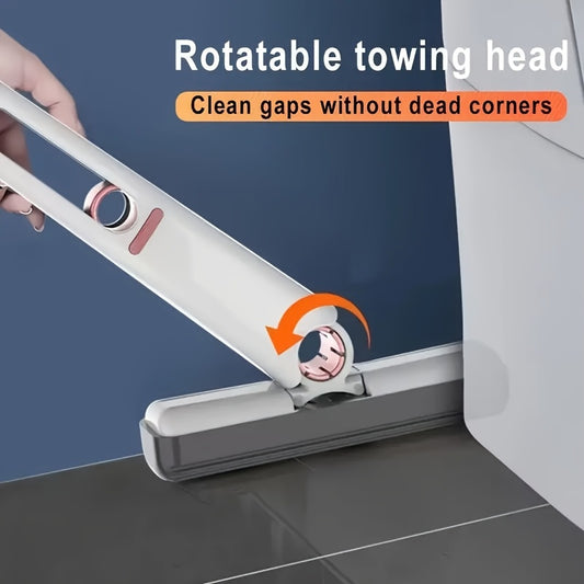 Mini portable self-wringing mop with 4 synthetic fiber heads for cleaning surfaces and windows