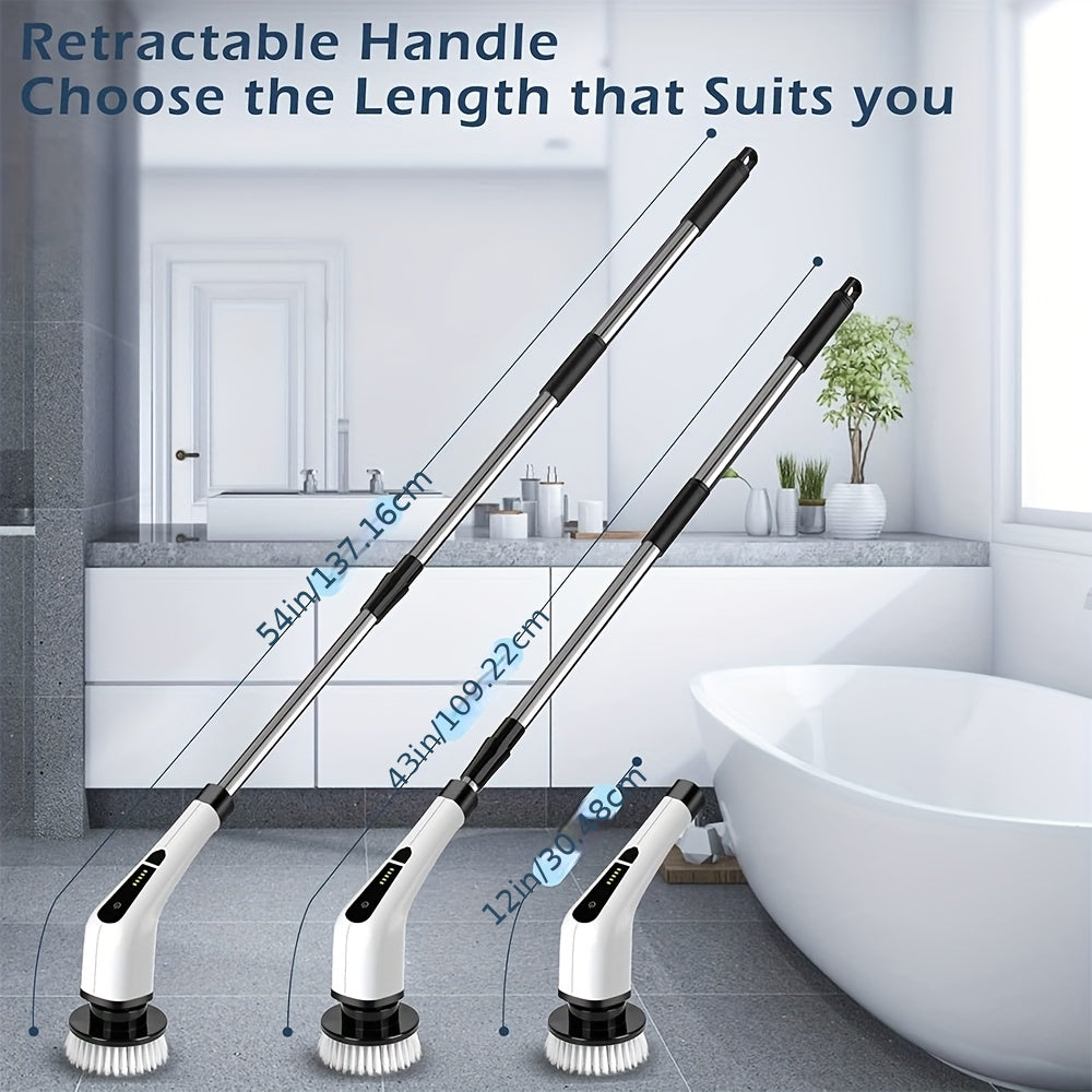 MasterScrub™ Pro Rotating Electric Cleaning Brush: 8-in-1 Pack with Extendable Handle.