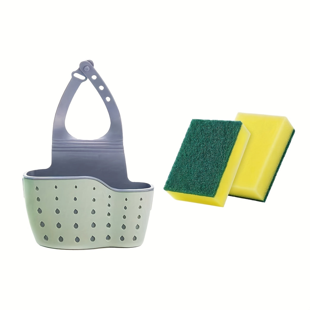 Sink Support – Adjustable Storage Tray with Drainer. Includes two sponges.