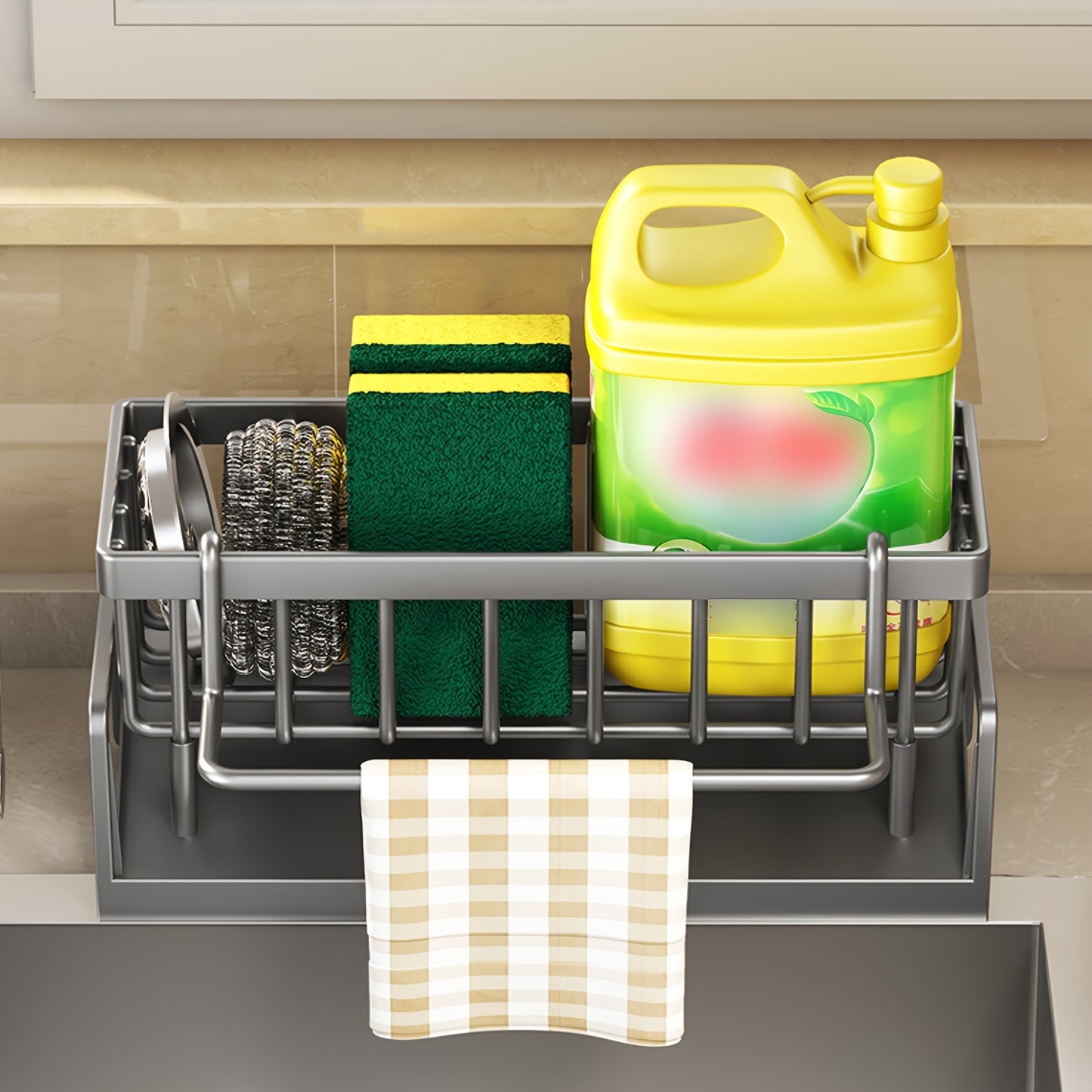 Sink Organizer with Drainer – Includes Cloth and 2 Sponges