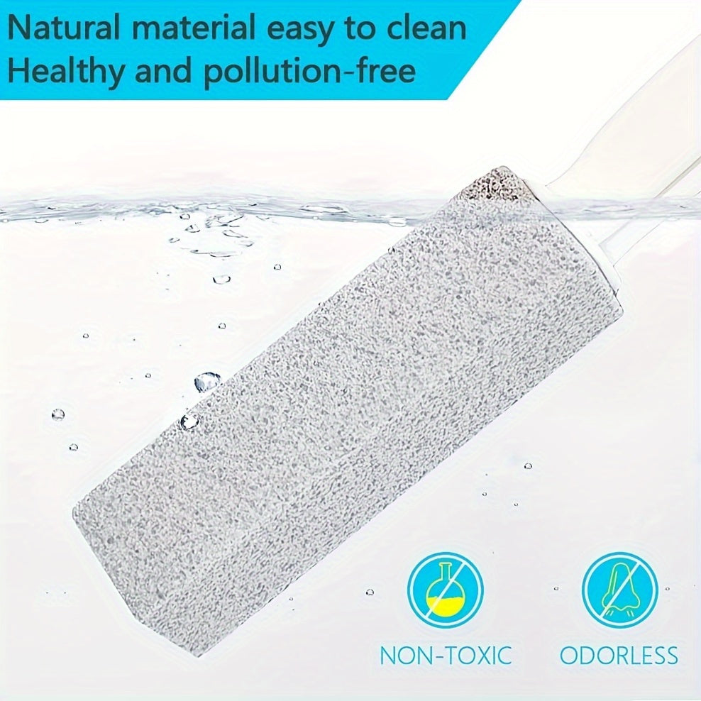 Pumice stone for toilet cleaning with ergonomic handle removes limescale and hard water stains
