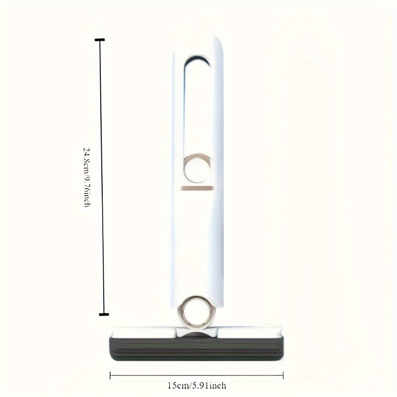 Mini portable self-wringing mop with 4 synthetic fiber heads for cleaning surfaces and windows