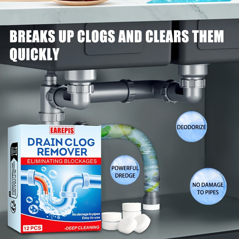 Drain cleaning tablets and enzymatic unblocker eliminates odors. 12 units