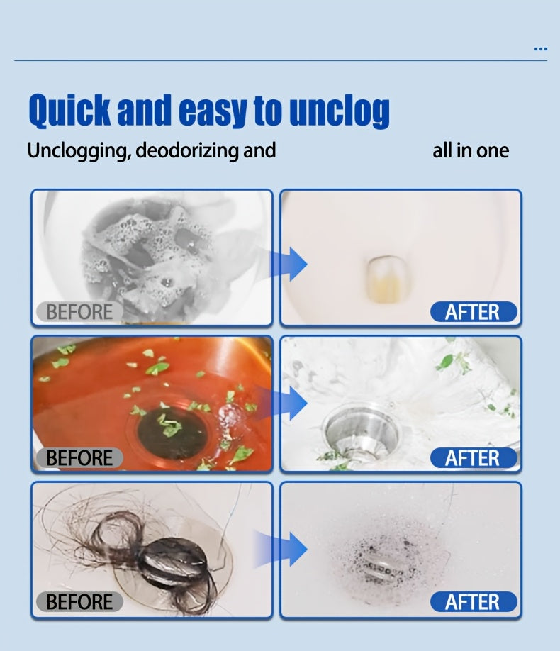 Drain cleaning tablets and enzymatic unblocker eliminates odors. 12 units